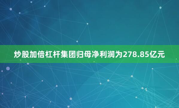 炒股加倍杠杆集团归母净利润为278.85亿元